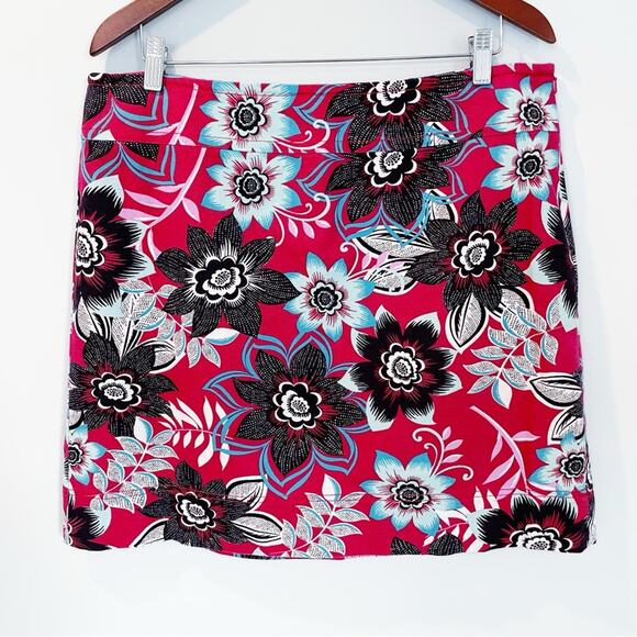 Talbots Floral Print Pencil Skirt Pink Black Size 16 EUC - Picture 1 of 10